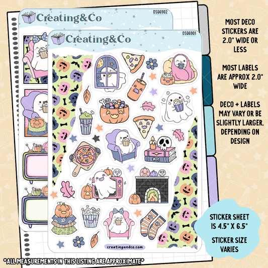 Spooky Movie Night Decorative Journal Sticker Sheet Set - DS069