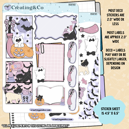 Black Cat Halloween Decorative Journal Sticker Sheet Set - DS073