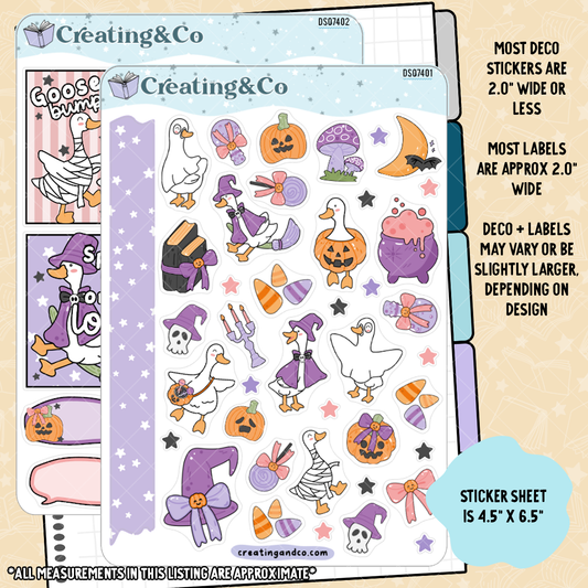 Halloween Goose Decorative Journal Sticker Sheet Set - DS074