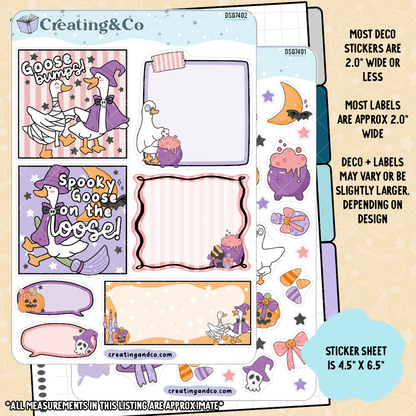 Halloween Goose Decorative Journal Sticker Sheet Set - DS074