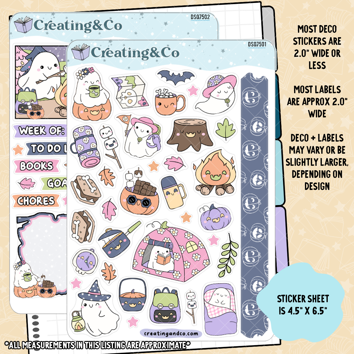 Ghostly Camping Decorative Journal Sticker Sheet Set - DS075