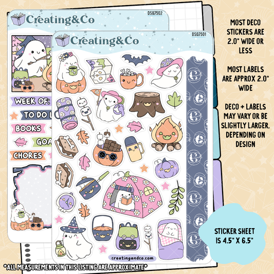 Ghostly Camping Decorative Journal Sticker Sheet Set - DS075