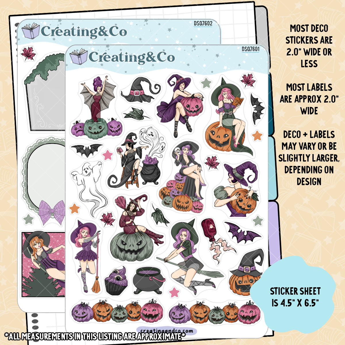 Pin Up Witches Decorative Journal Sticker Sheet Set - DS076