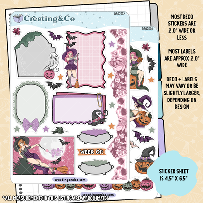 Pin Up Witches Decorative Journal Sticker Sheet Set - DS076