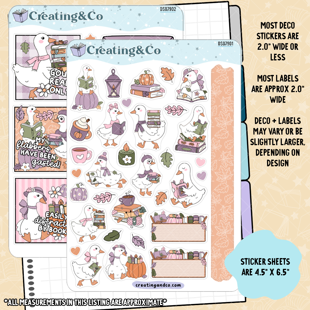 Fall Goose Decorative Journal Sticker Sheet Set - DS079
