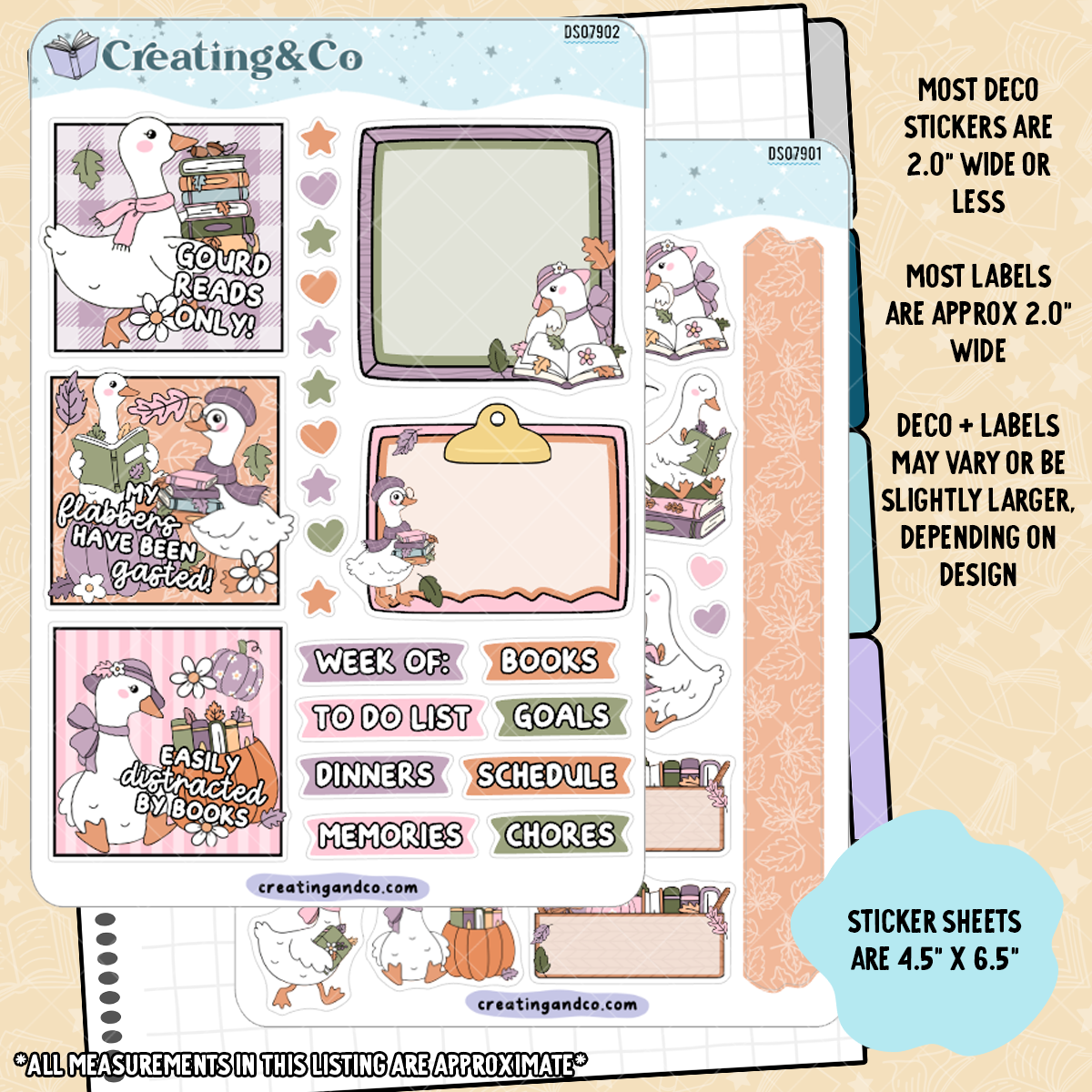 Fall Goose Decorative Journal Sticker Sheet Set - DS079