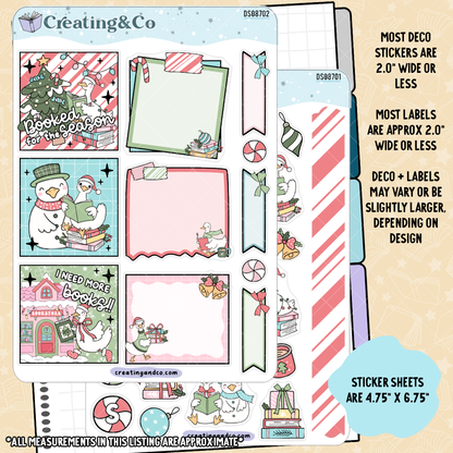 Goose Christmas Reading Decorative Journal Sticker Sheet Set - DS087