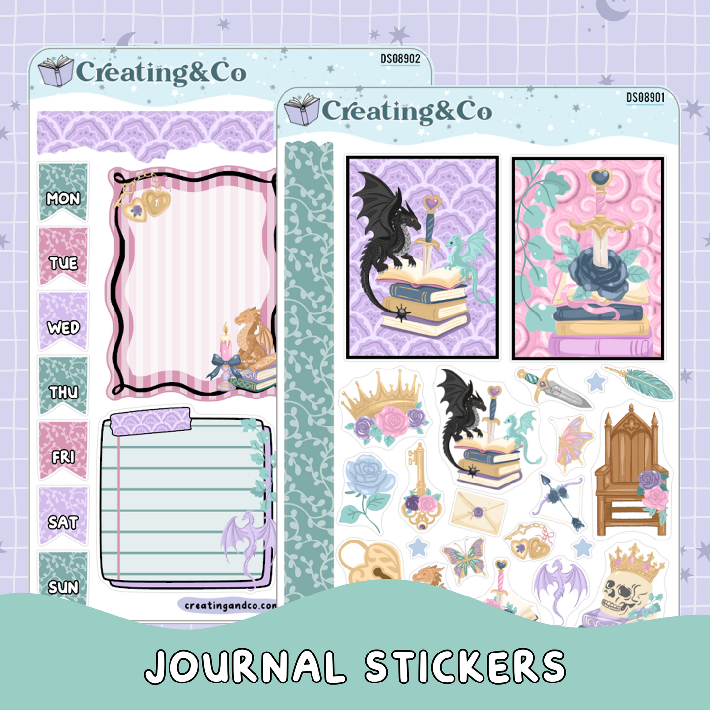 Dragon Fantasy Decorative Journal Sticker Sheet Set - DS089