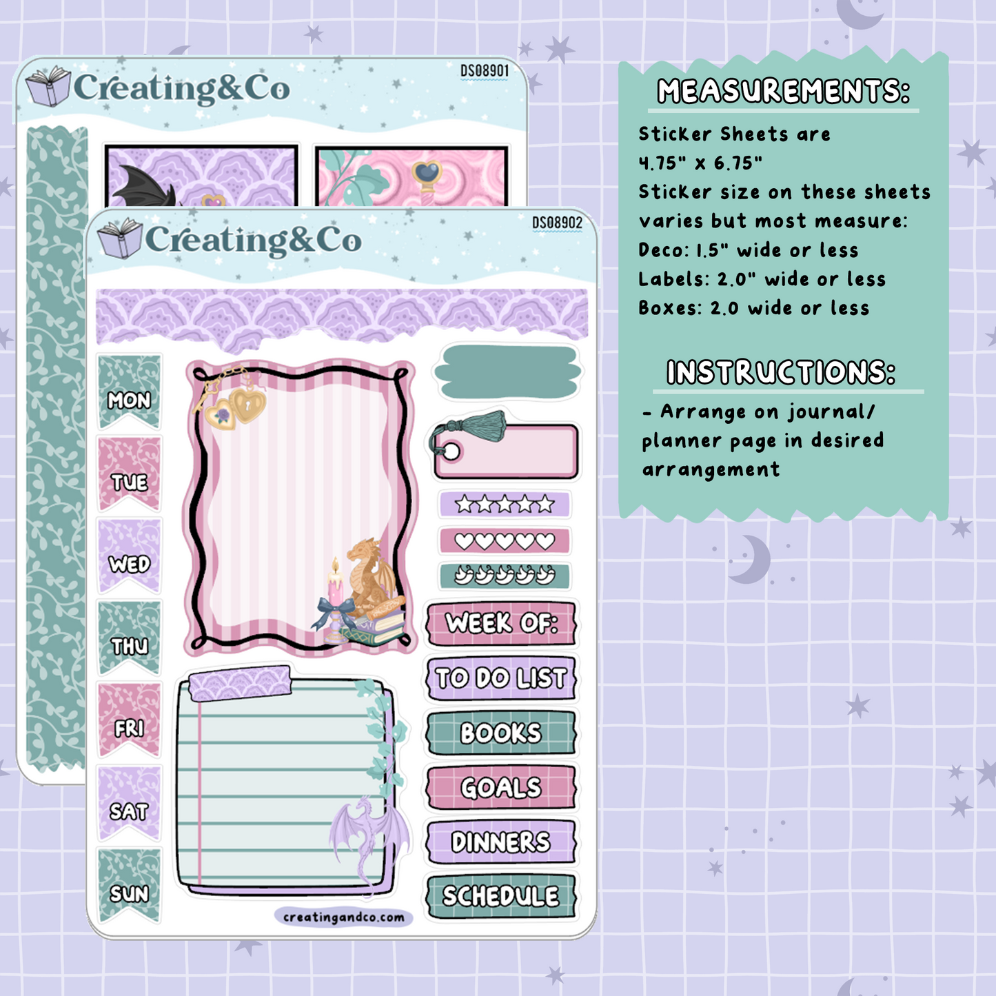 Dragon Fantasy Decorative Journal Sticker Sheet Set - DS089