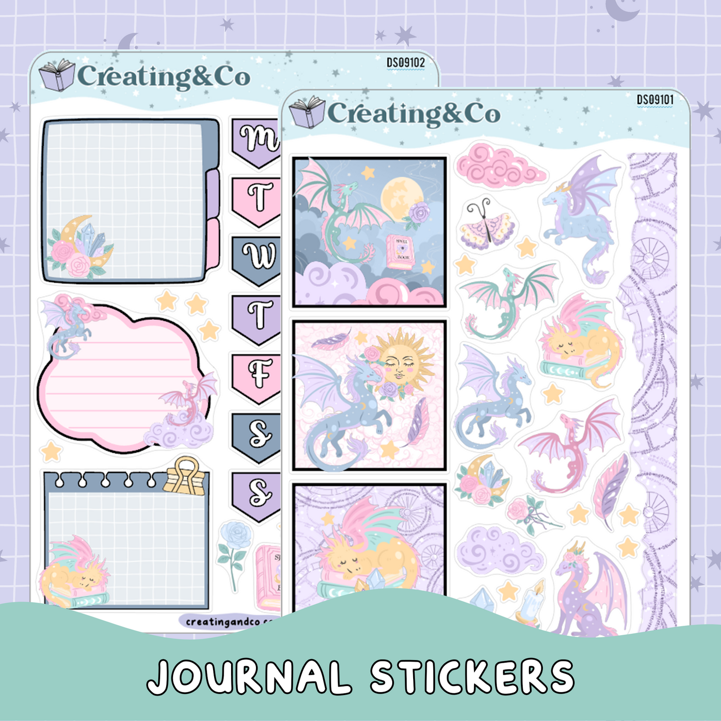 Celestial Dragons Decorative Journal Sticker Sheet Set - DS091