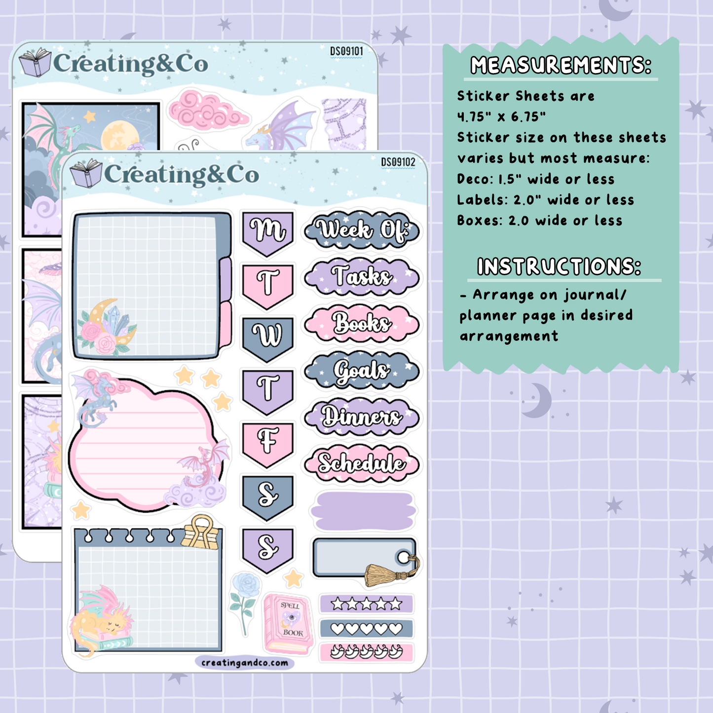 Celestial Dragons Decorative Journal Sticker Sheet Set - DS091