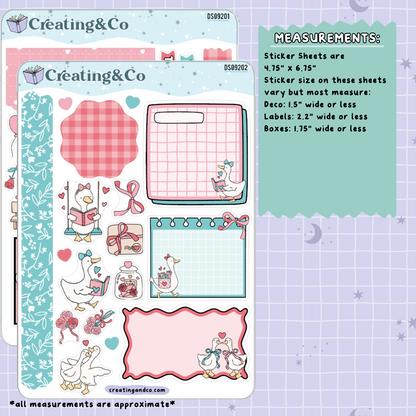 Valentine Geese Decorative Journal Sticker Sheet Set - DS092