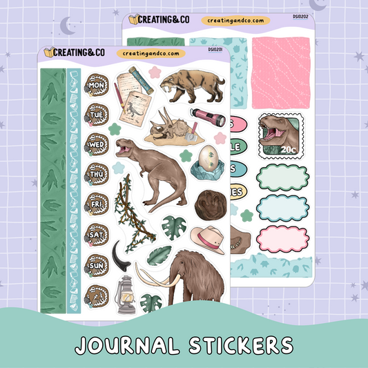 Fossils & Dinosaurs Archaeology Decorative Journal Sticker Sheet Set - DS102