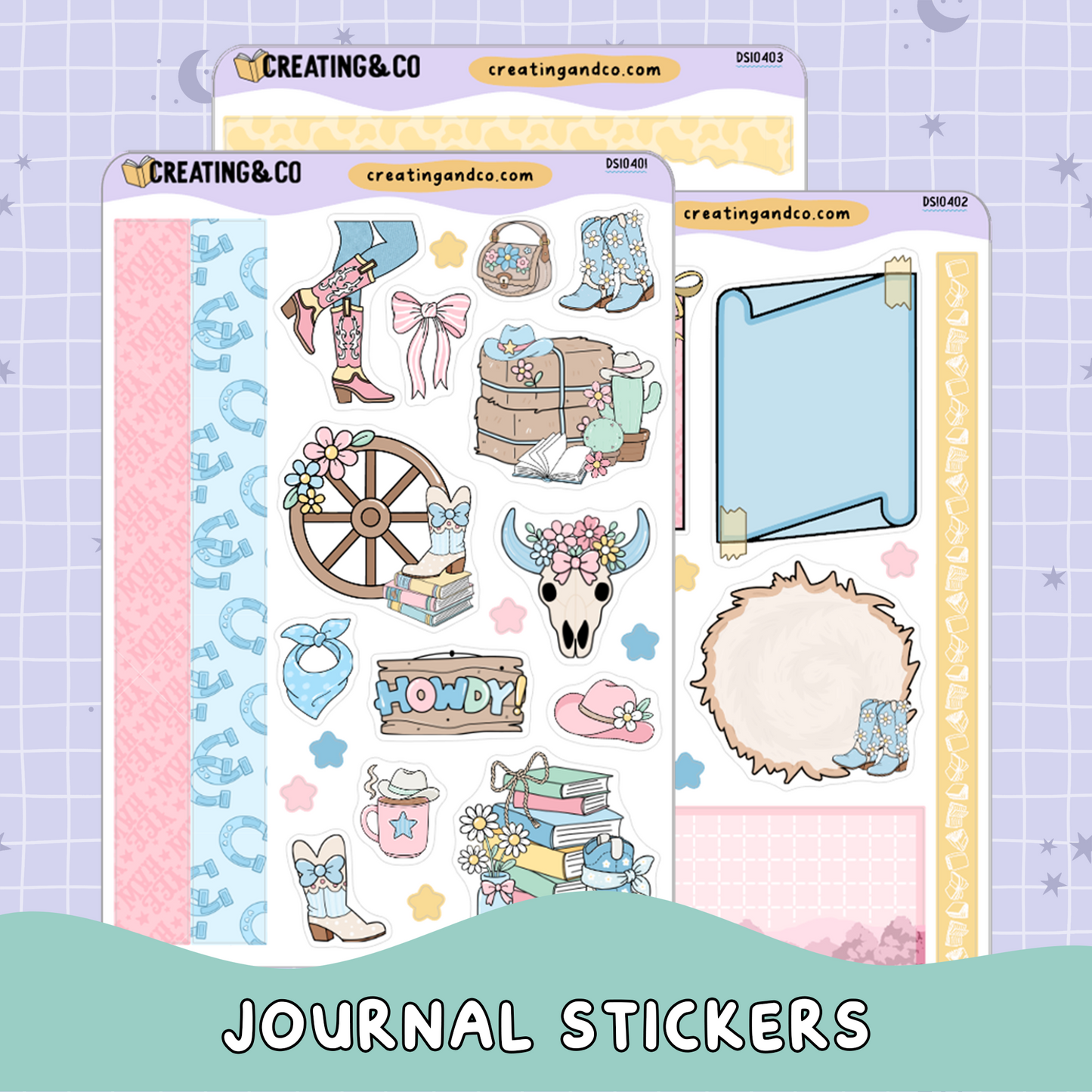 Cowgirl Decorative Journal Sticker Sheet Set - DS104