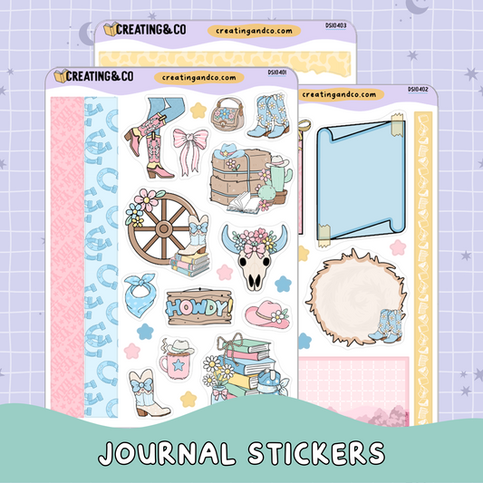Cowgirl Decorative Journal Sticker Sheet Set - DS104