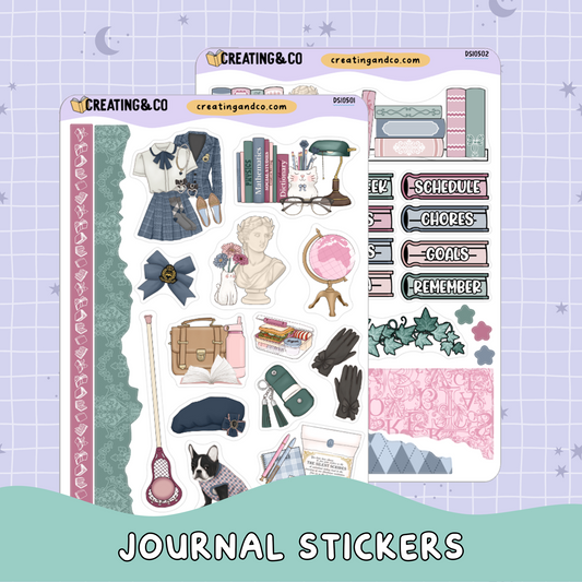 Curious Academia Decorative Journal Sticker Sheet Set - DS105