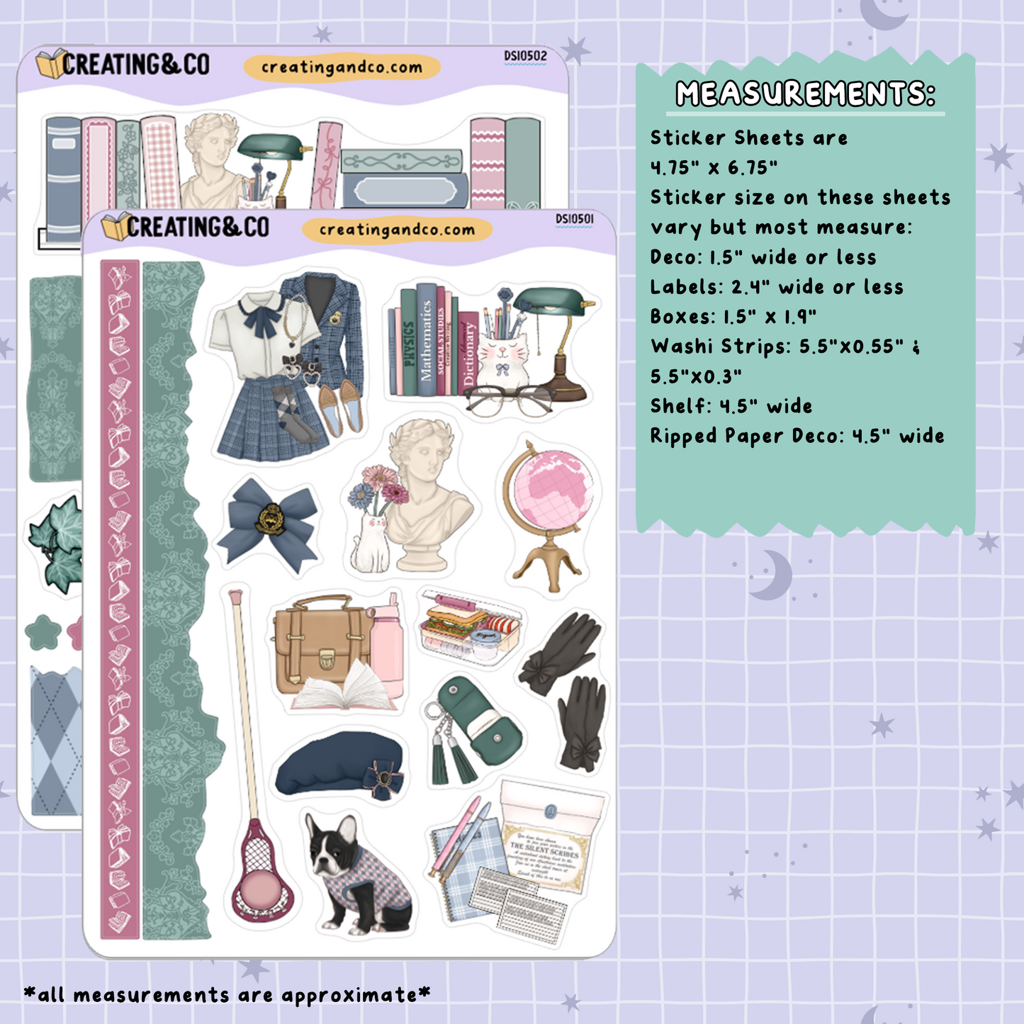 Curious Academia Decorative Journal Sticker Sheet Set - DS105