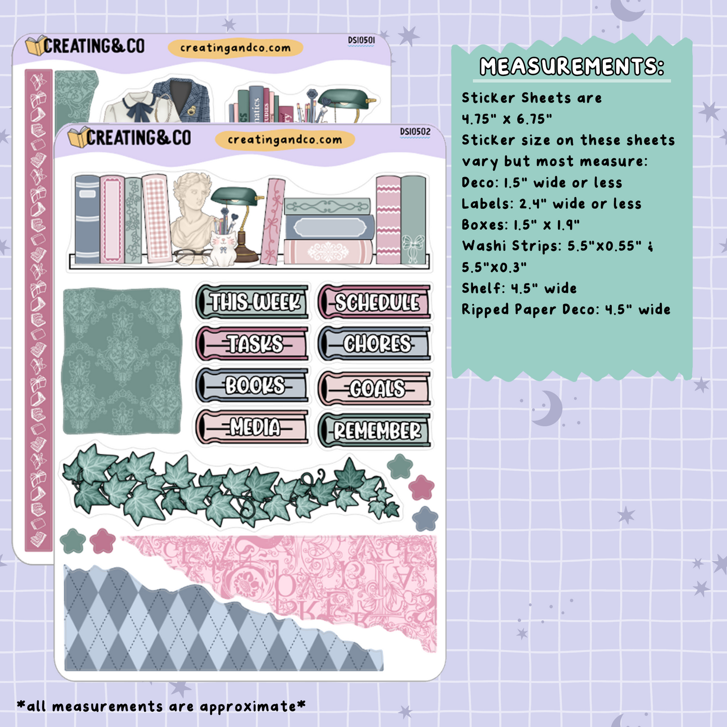Curious Academia Decorative Journal Sticker Sheet Set - DS105