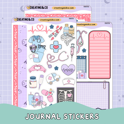 Medical, Doctor, Nurse Decorative Journal Sticker Sheet Set - DS107