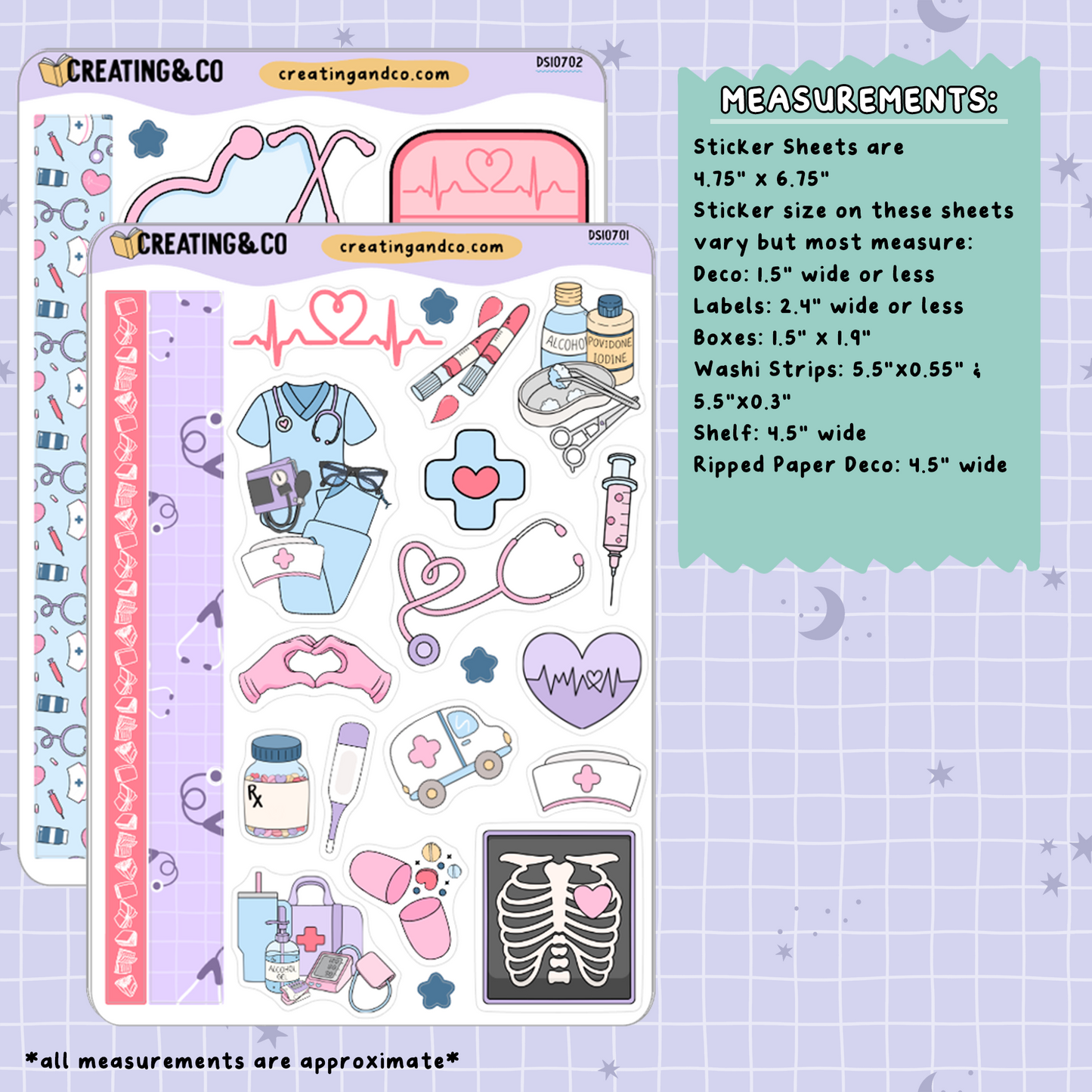 Medical, Doctor, Nurse Decorative Journal Sticker Sheet Set - DS107