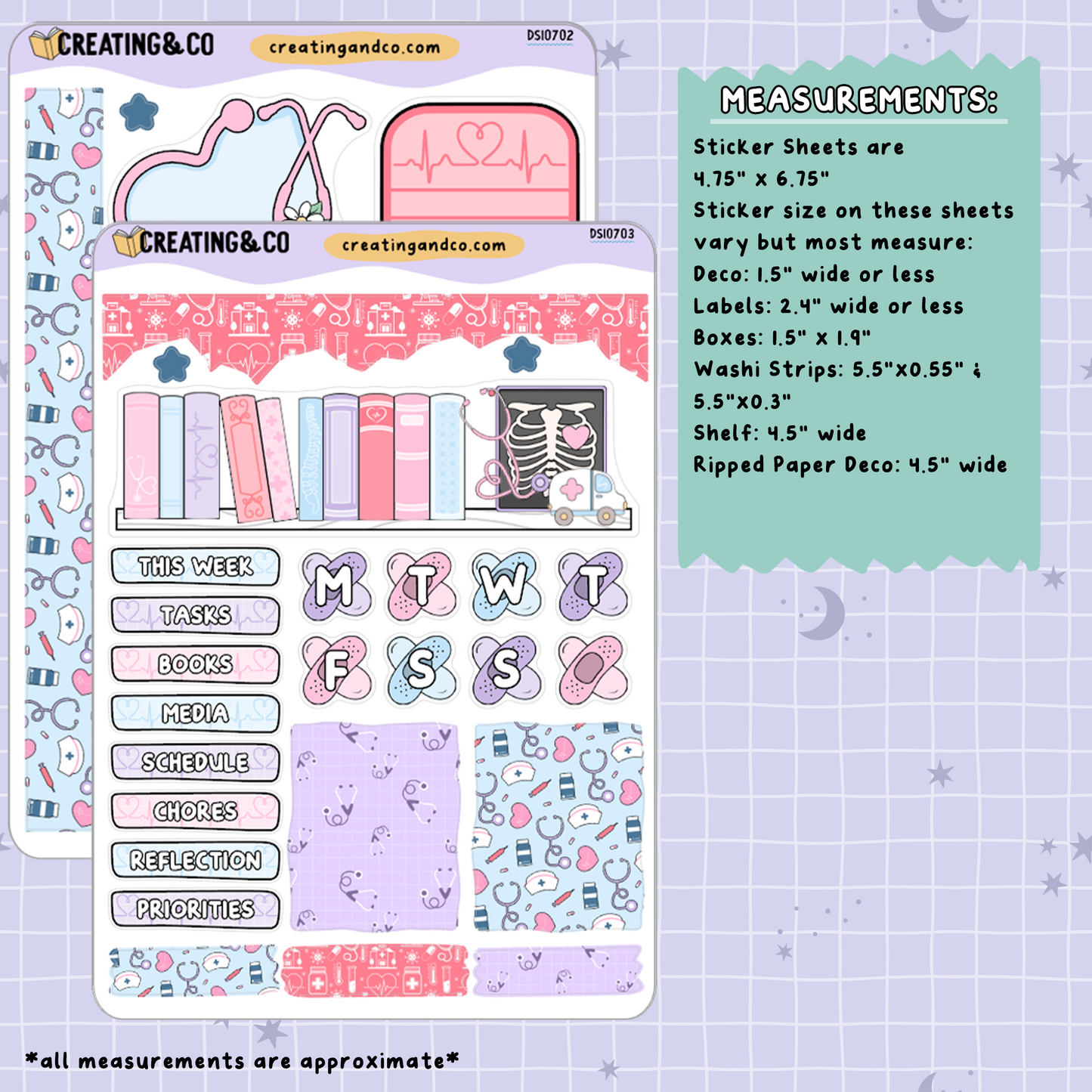 Medical, Doctor, Nurse Decorative Journal Sticker Sheet Set - DS107