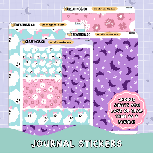Spooky Season Matte Scrapbook Shapes Decorative Journal Sticker Sheet Set - DS109