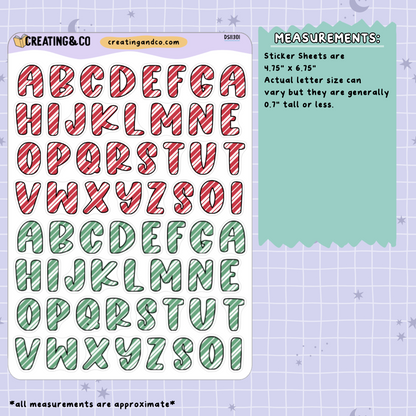 Christmas Season Letter Shapes Journal Sticker Sheet Set - DS113