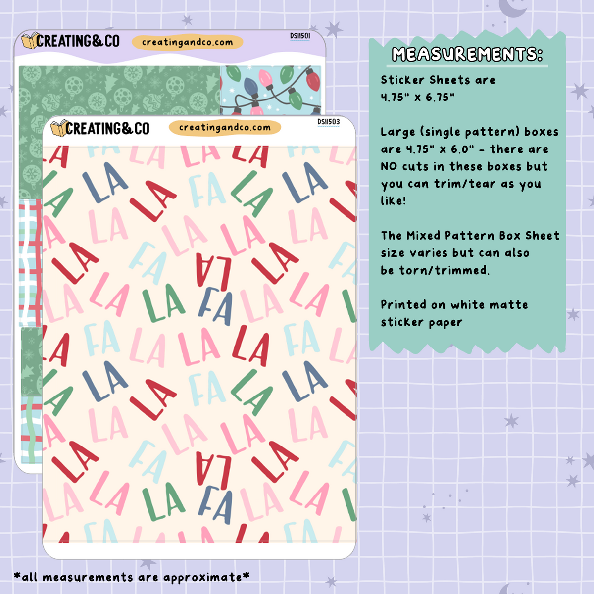 Christmas Season Matte Scrapbook Shapes Decorative Journal Sticker Sheet Set - DS115
