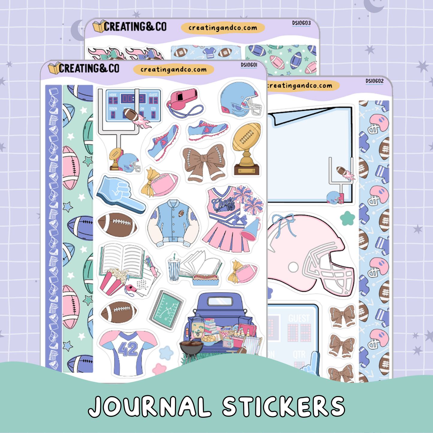 Football Romance Decorative Journal Sticker Sheet Set - DS106