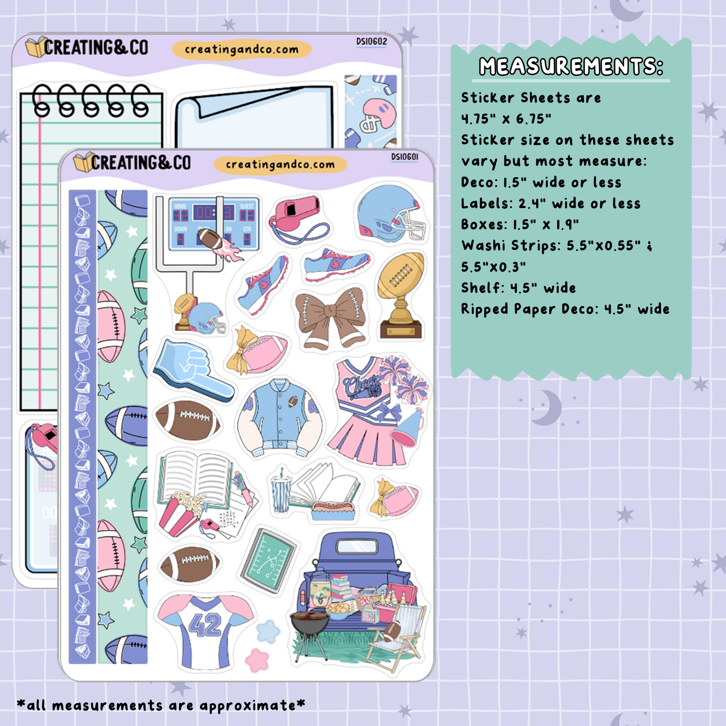 Football Romance Decorative Journal Sticker Sheet Set - DS106