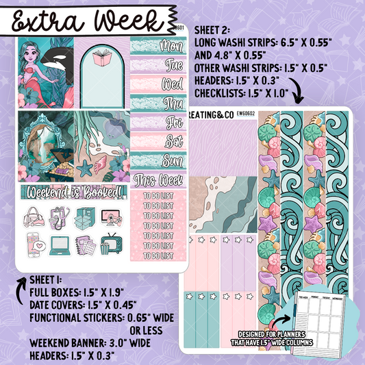 Treasure Tide Mermaid Lagoon Extra Week Layout Sticker Sheets - EW606