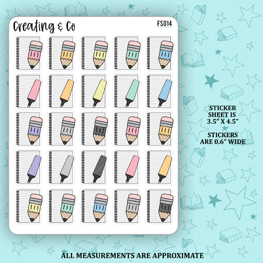 Note Taking and Editing Icon Functional Stickers - FS014