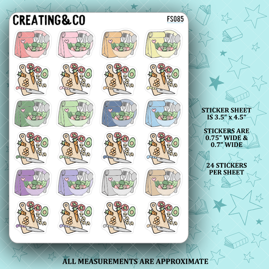 Meal Planning and Prep Icon Functional Stickers  - FS085