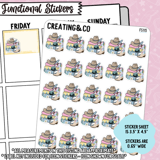 Cowgirl Bookstack Functional Stickers, Cowboy Bookstack, Western Bookstack  - FS115