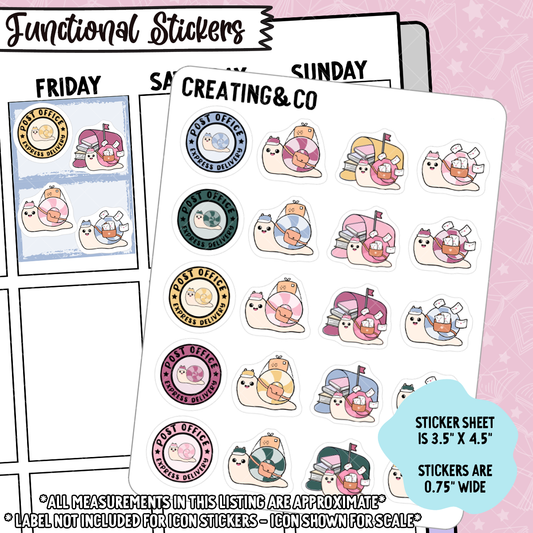 Snail Mail Icon Functional Stickers - FS125