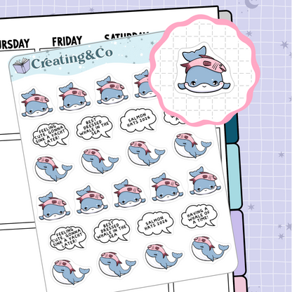 Whale Salmon Hat Icon Functional Stickers - FS127