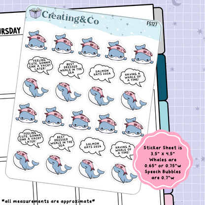 Whale Salmon Hat Icon Functional Stickers - FS127