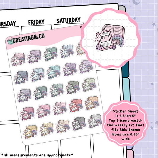 Regency Romance / Historical Romance Book & E-Reader Flat Lay Functional Stickers - FS139