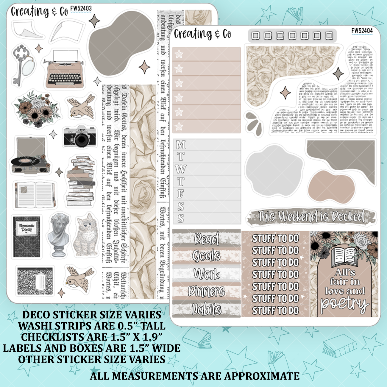 Poet's Library Decorative Planner Sticker Kit - FW524