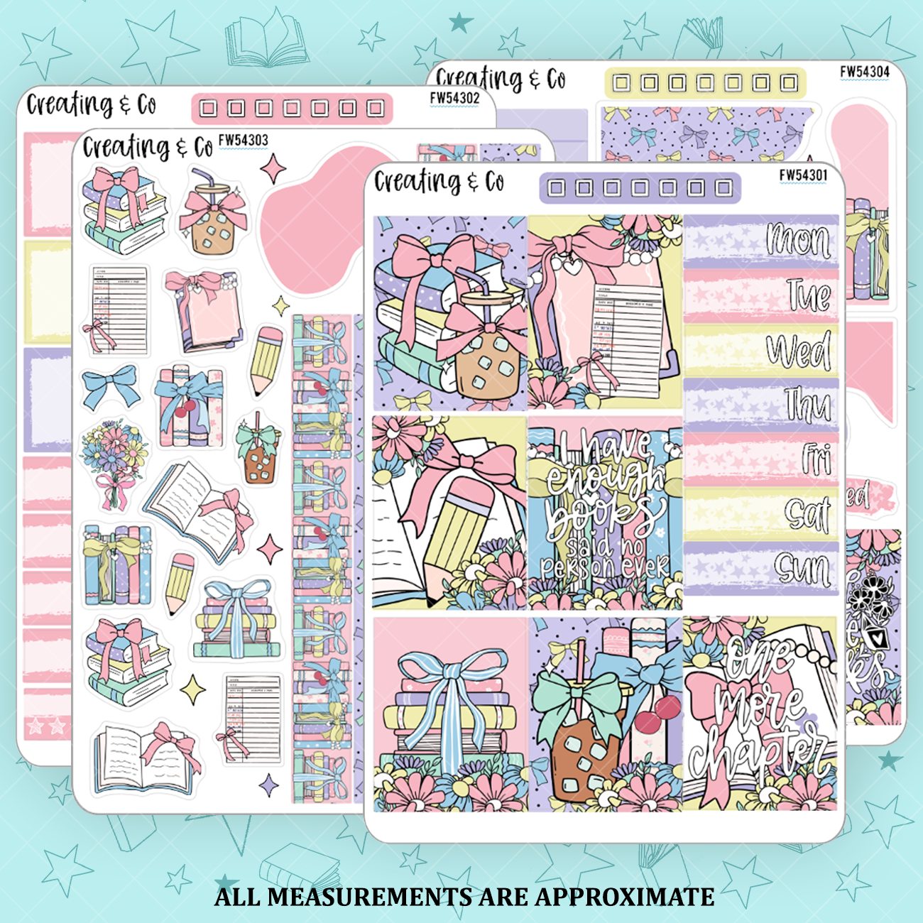 Sweet Reads Coquette Books Decorative Planner Sticker Kit - FW543