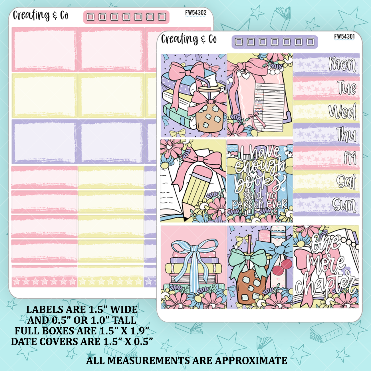 Sweet Reads Coquette Books Decorative Planner Sticker Kit - FW543