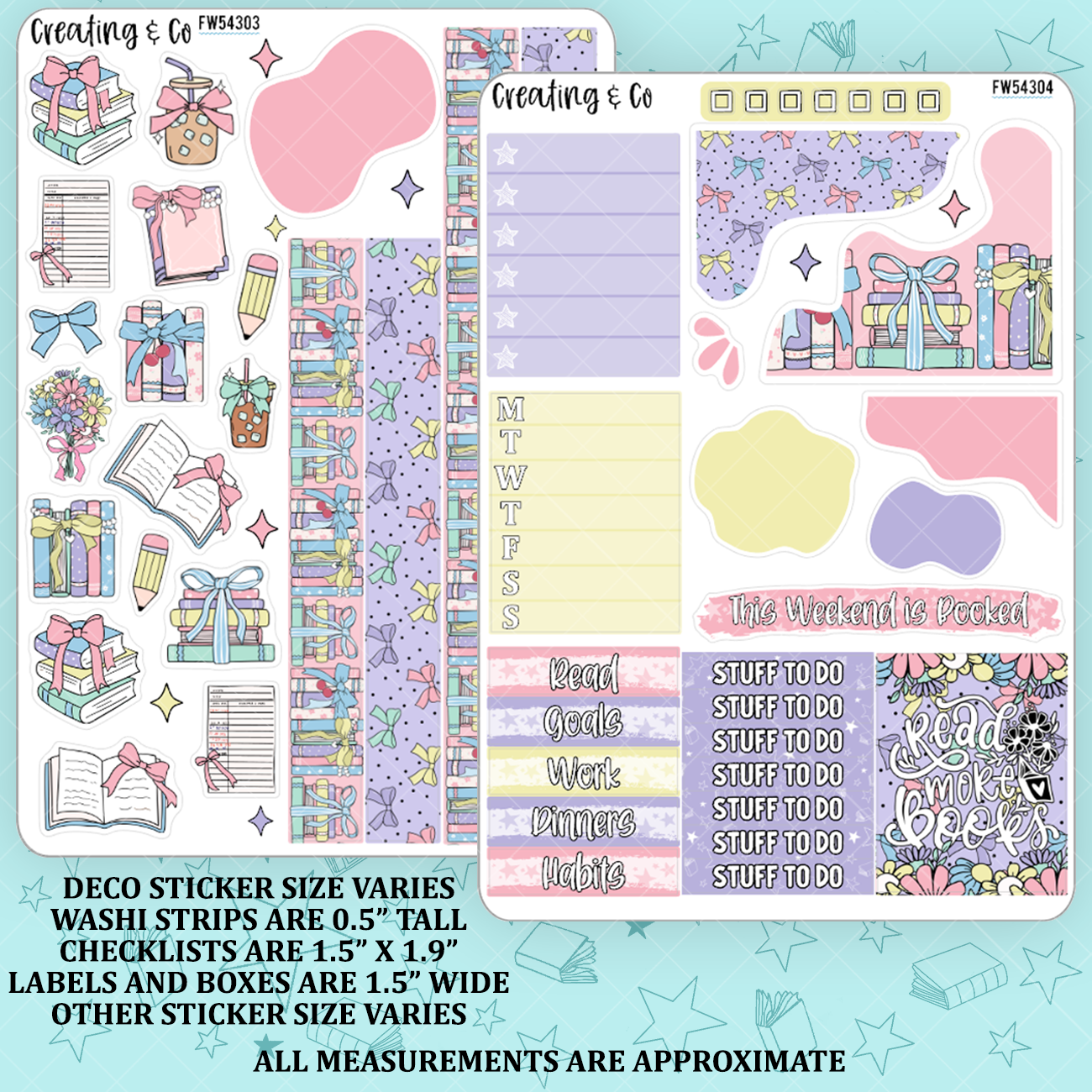 Sweet Reads Coquette Books Decorative Planner Sticker Kit - FW543