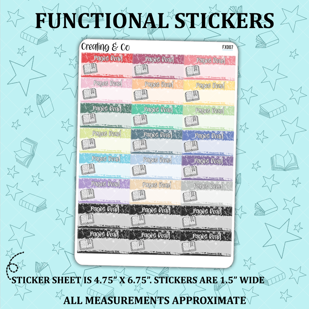 Pages Read Reading Functional Sticker Sheet - FX007