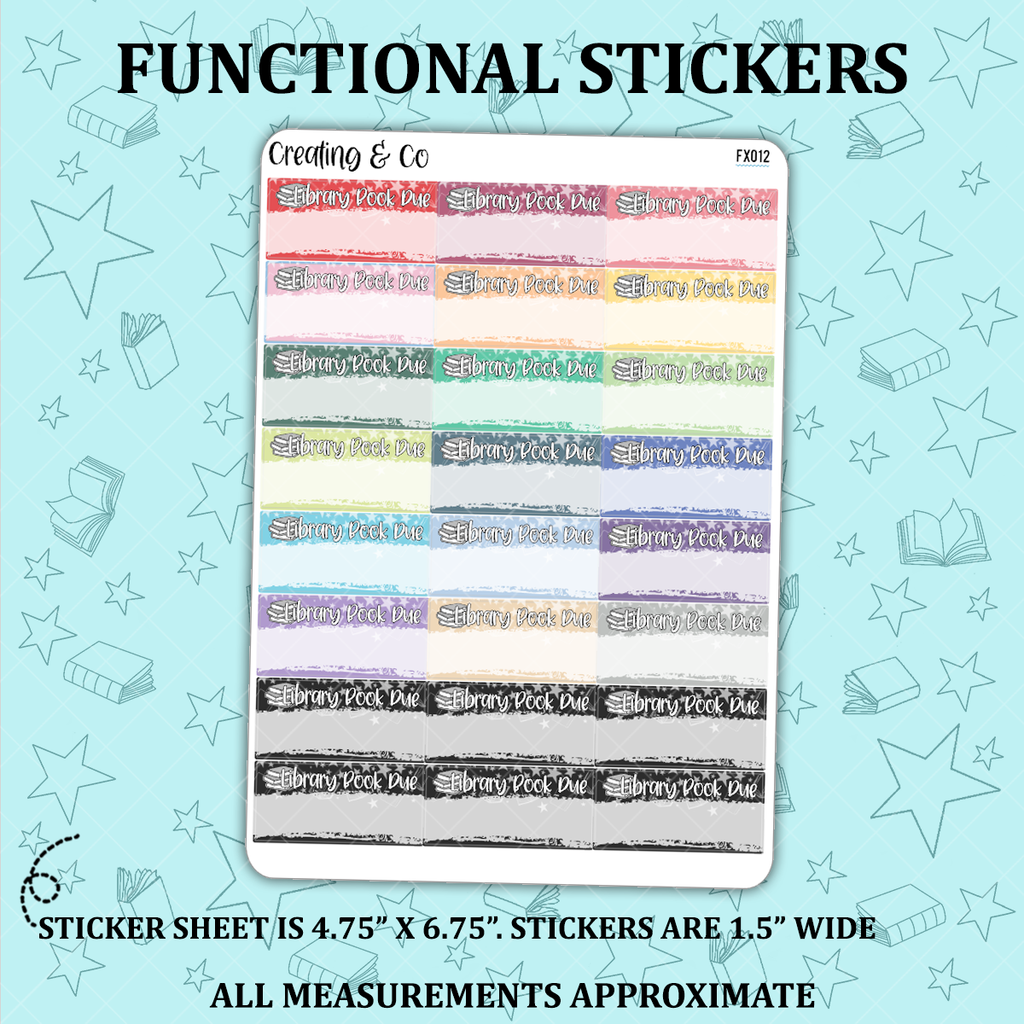 Library Book Due Reading Functional Sticker Sheet - FX012