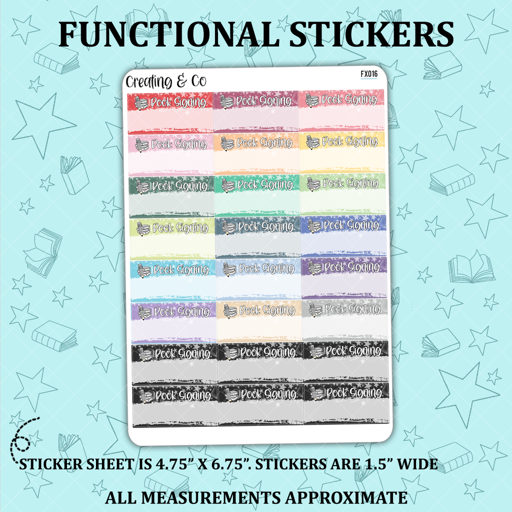 Book Signing Reading Functional Sticker Sheet - FX016
