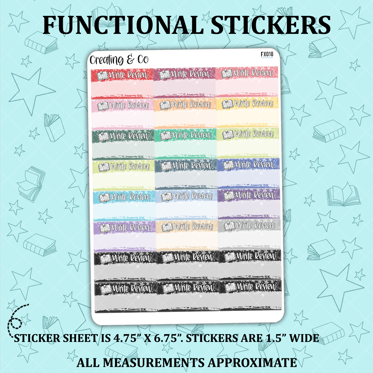 Write Reviews Reading Functional Sticker Sheet - FX018
