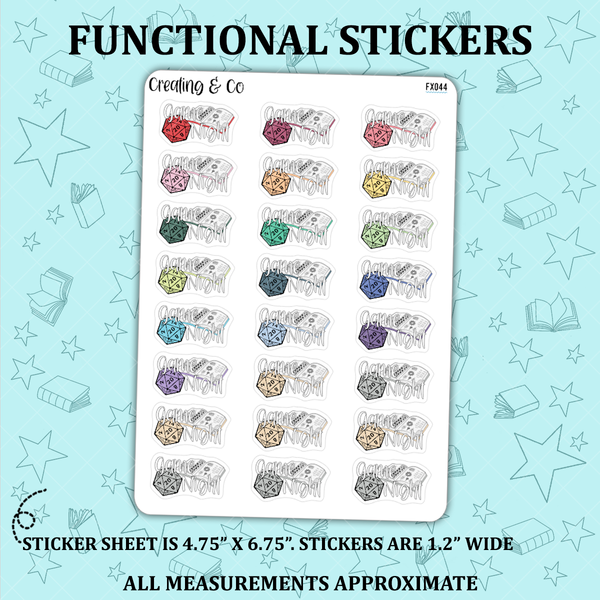 Table Top Game Night Reading Functional Sticker Sheet - FX044