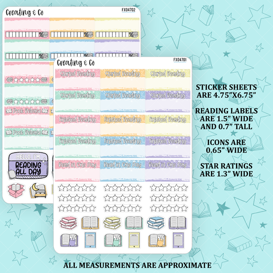 Reading Functional Sticker Set - Colorful Pastel - 117 Stickers -  FX047