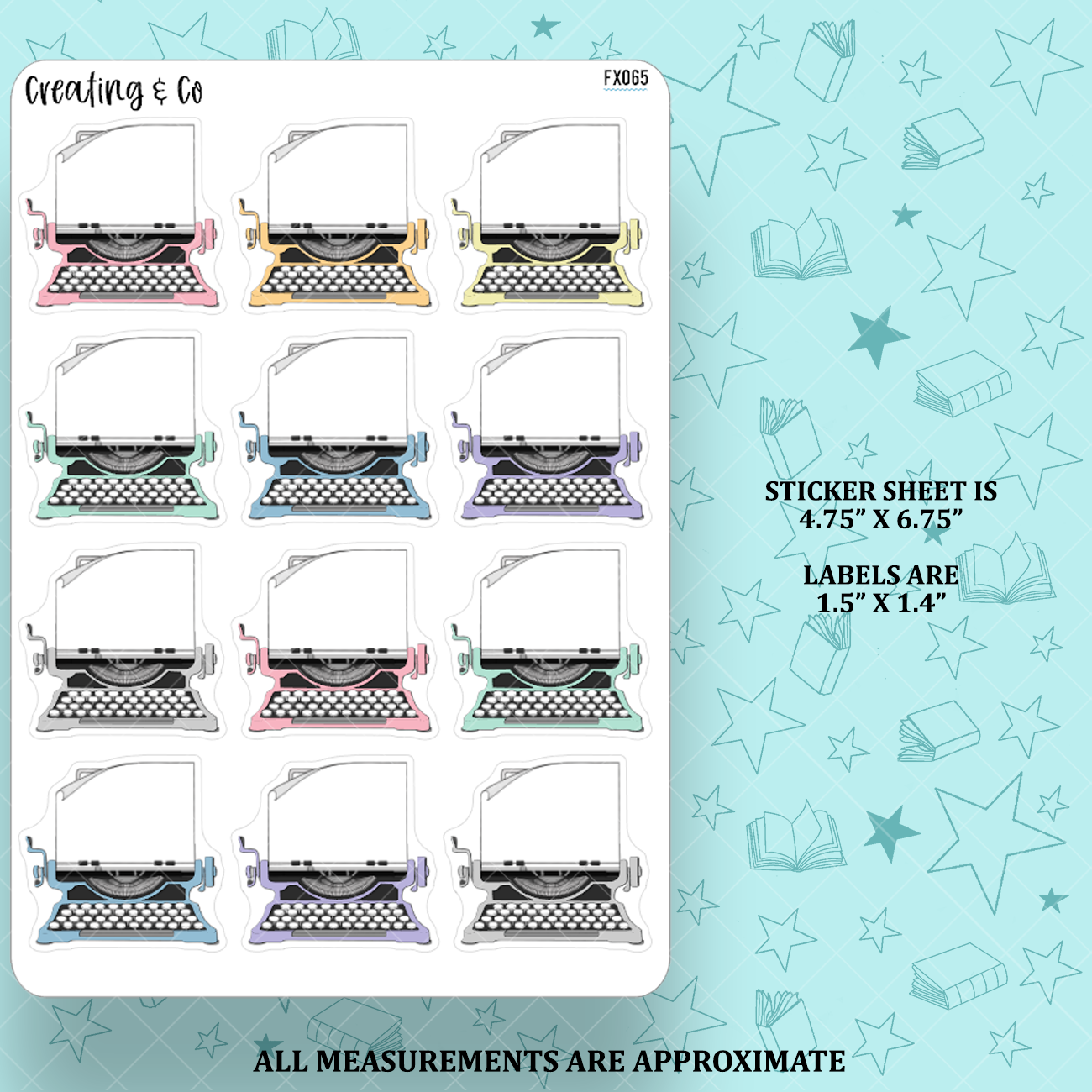 Typewriter Writing Labels Functional Sticker Sheet - FX065