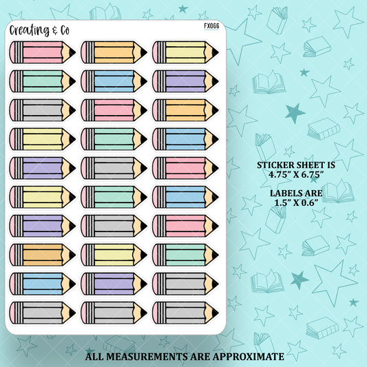 Pencil Writing Labels Functional Sticker Sheet - FX066